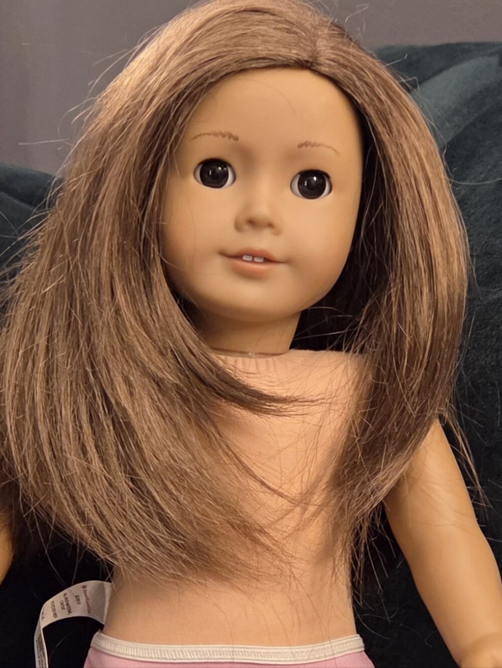 American Girl Brown Hair Doll with Pink Underwear